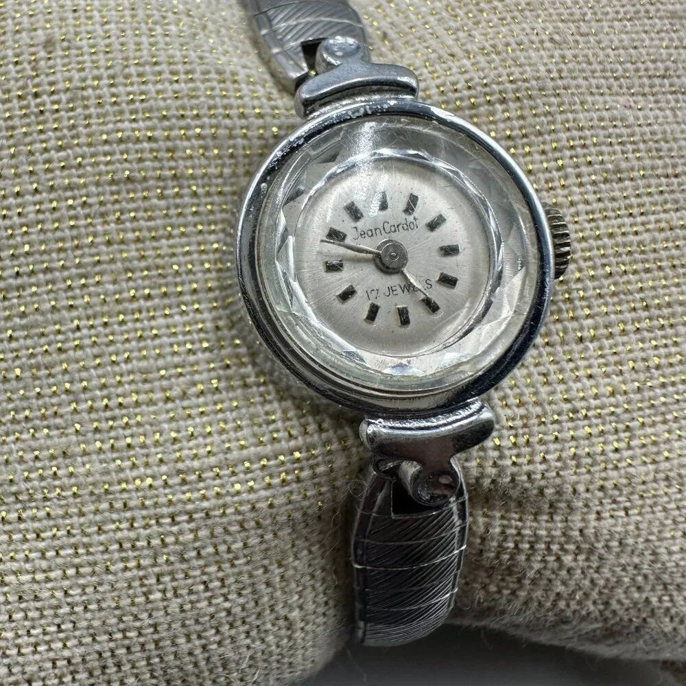 Vintage Jean Cardot Watch Women Manual Wind Dainty Round Dial 6 Inch
